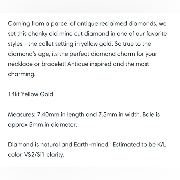 Antique old mine cut diamond collet setting necklace 14kt gold - Picture 8 of 8